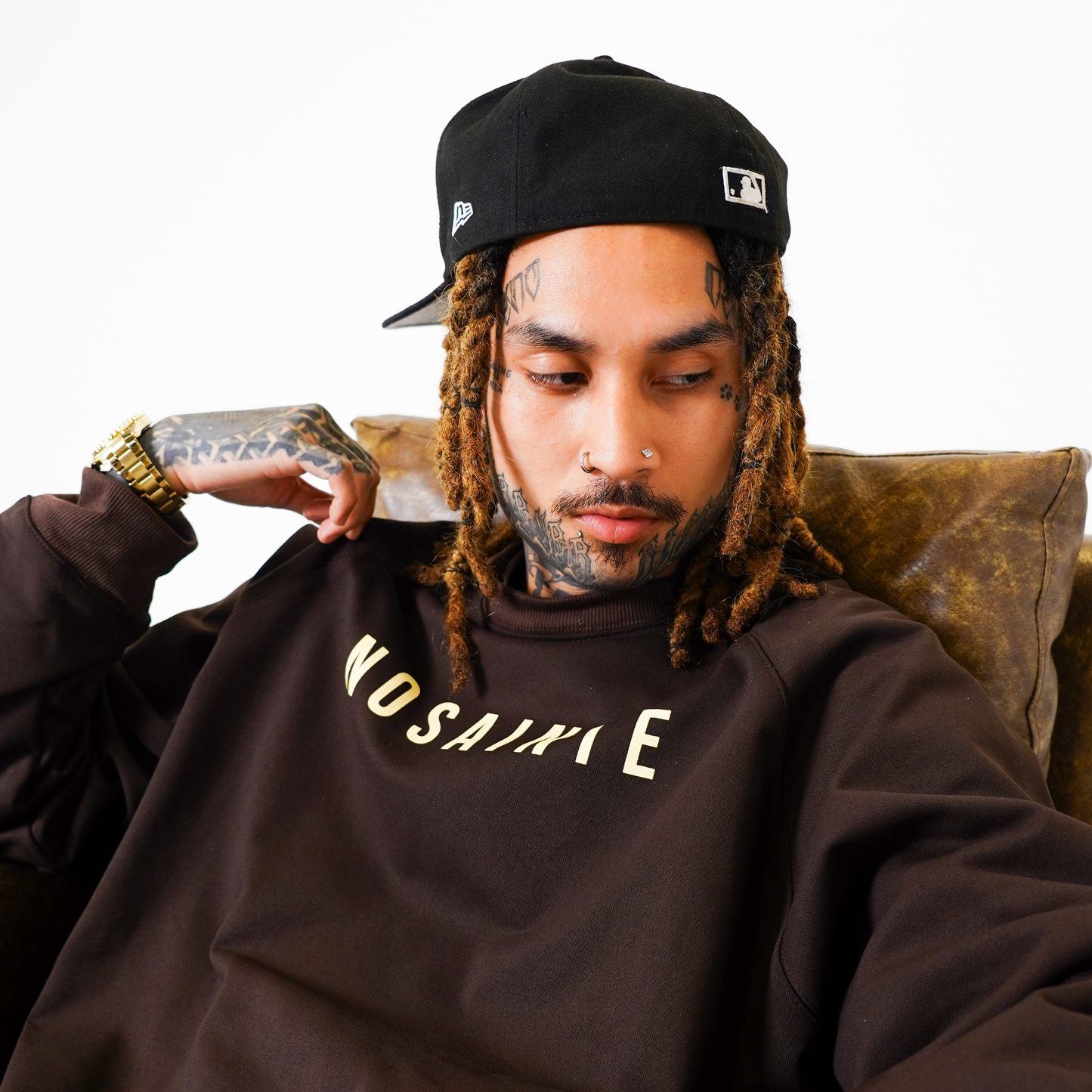 Espresso Brown + Cream Crewneck Sweatshirt