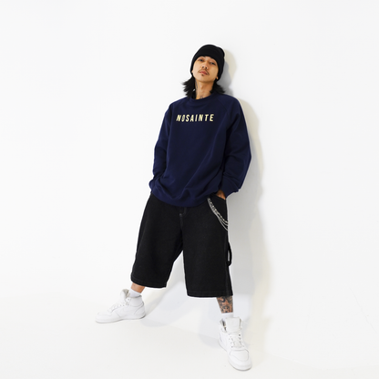 Navy Blue + Cream Crewneck Sweatshirt