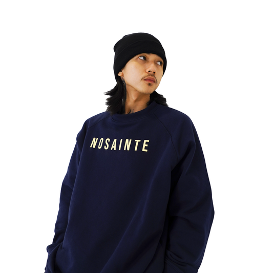 Navy Blue + Cream Crewneck Sweatshirt